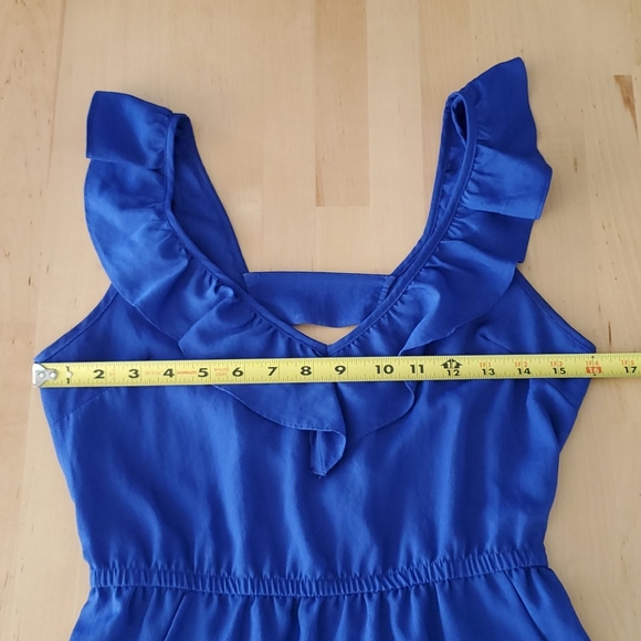 Kirra Blue Ruffle V-Neck Dress with Pockets - Picture 6 of 12